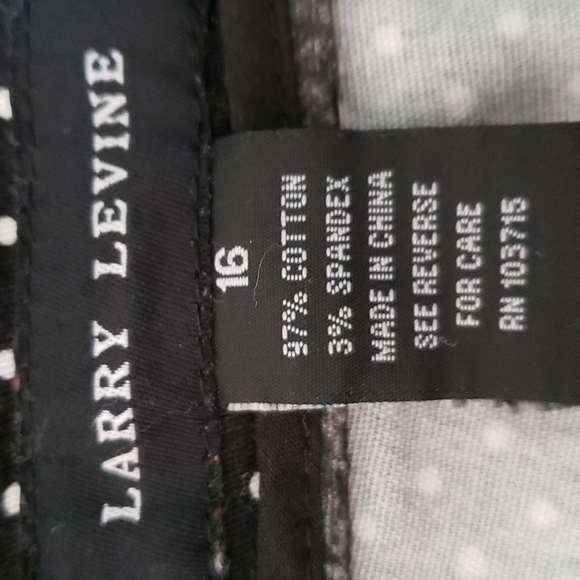 Larry Levine 16 Black white polka dot short 4 pocket - Picture 3 of 4